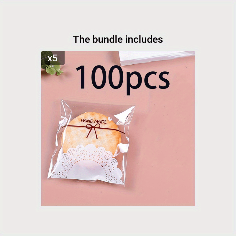 100pcs Transparent Lace Bowknot Cookie Plastic Candy Bags