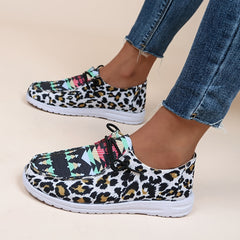 Leopard Print Canvas Lace-up Sports Shoes for Women