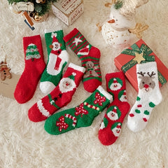 7 Pairs Christmas Print Mid Tube Socks Women's Stockings