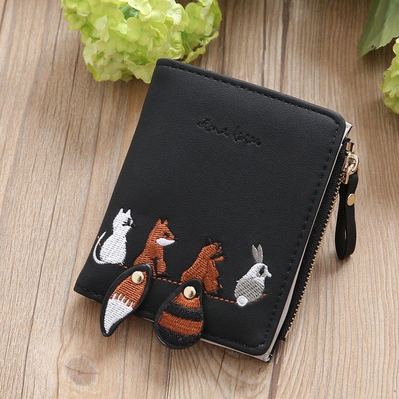 Zipper Small Wallet Women's Snap Button Wallet
