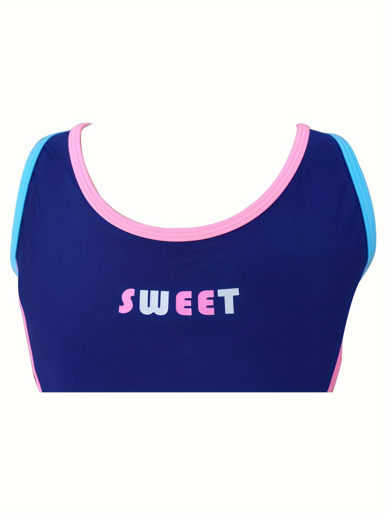 Girls Splicing SWEET Print Sleeveless 1 piece Swimwear Summer Clothes