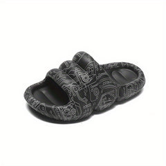 Men's Graffiti Print Platform Slides Cloud Slides