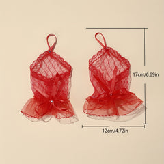 Red Lace Fingerless Gloves for Wedding Party Dress