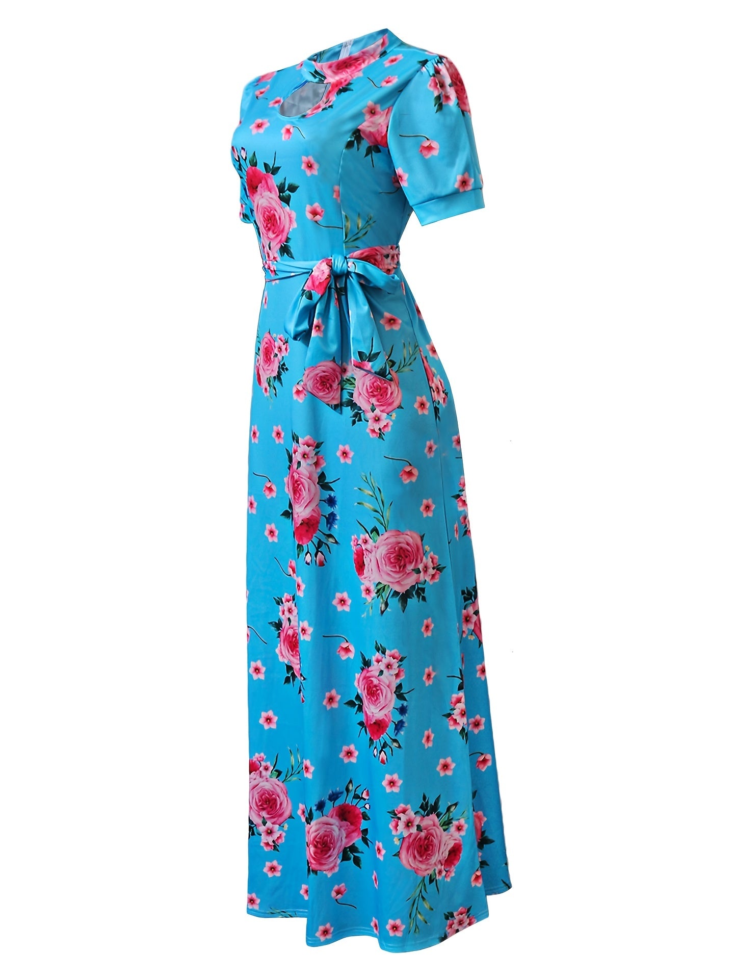 Floral Print Cut Out Maxi Dress Women's Plus Size