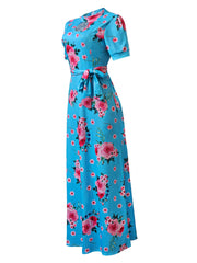 Floral Print Cut Out Maxi Dress Women's Plus Size