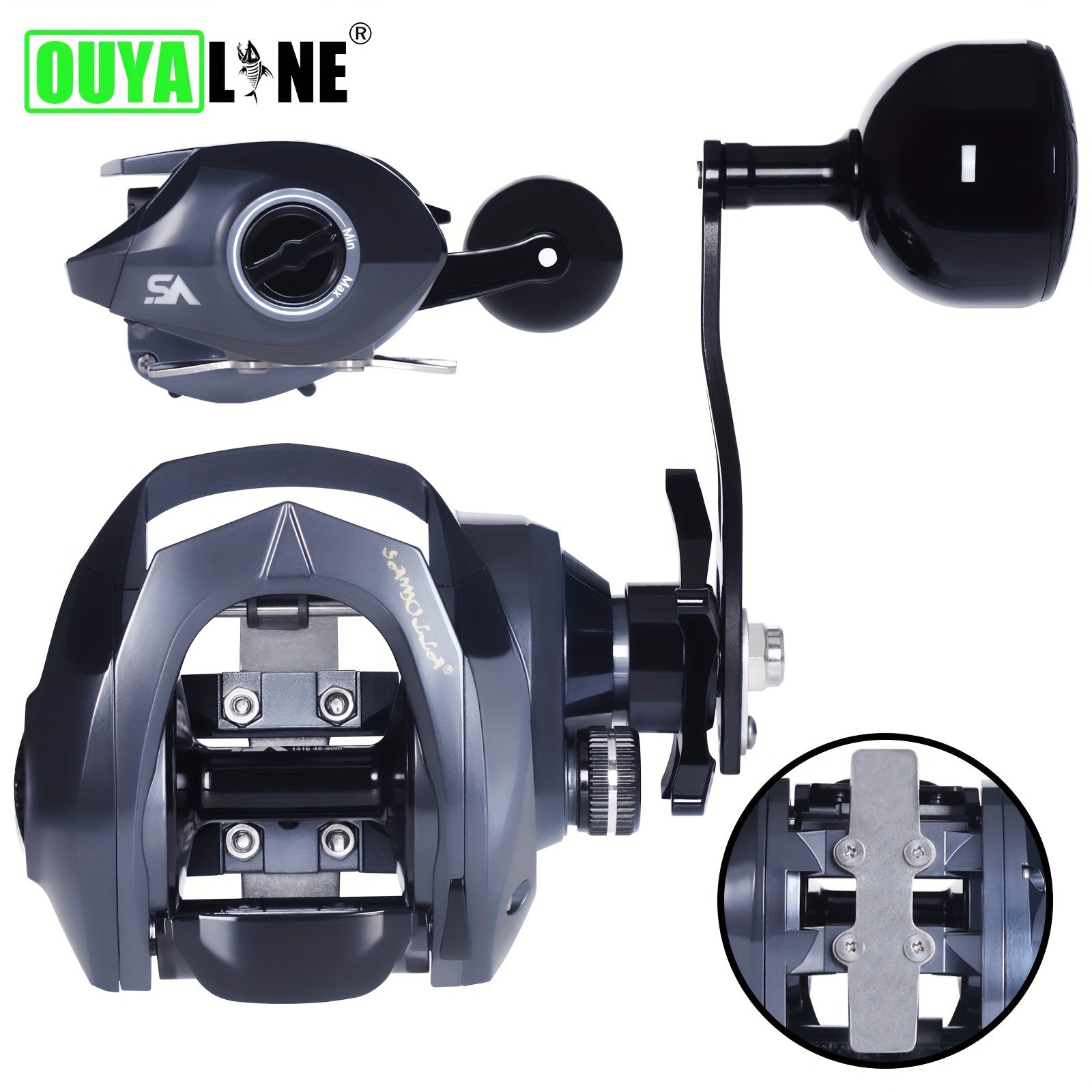 OUYALINE Baitcasting Fishing Reel 7.2:1 Gear Ratio 15kg Max Drag Waterproof