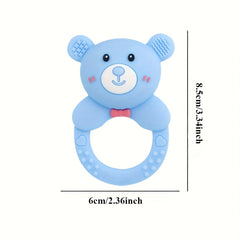 Bear Silicone Teether Soft Chewable Teething Toy Pink Green Heart Bow Designs
