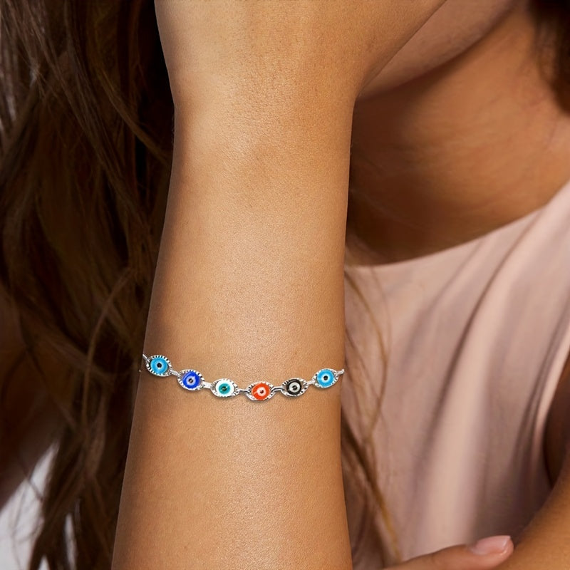 Multicolor Devil's Eye Beads Resin Bracelet