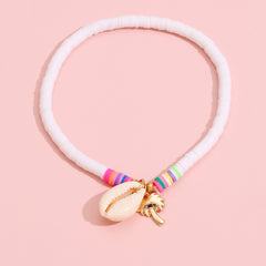 Lady Character Softness Pottery Scallop Coconut Pendant Anklet Jewelry
