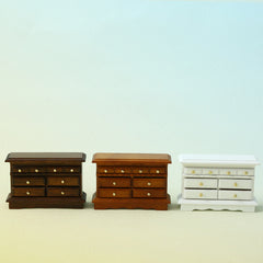 1:16 Dollhouse Furniture Wooden Cabinet w/ 3 Drawers & Golden Knobs