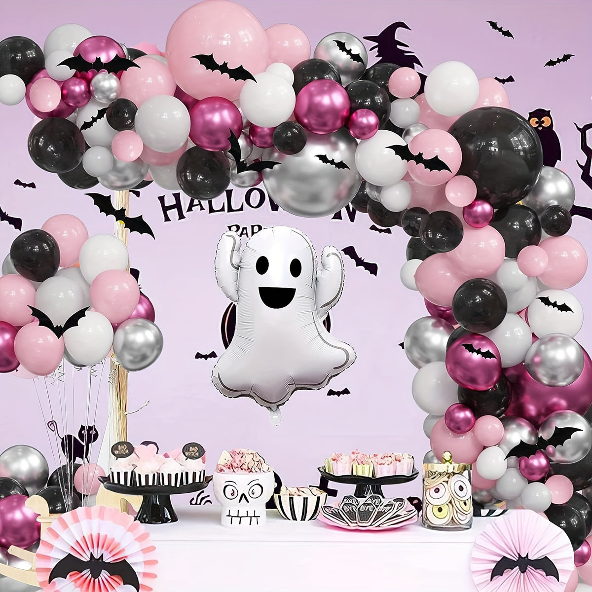 Pink Ghost Halloween Balloon Set for Girls Party Decoration