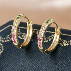 Colorful Zircon Ladies Round Earrings Women's Fine Jewelry