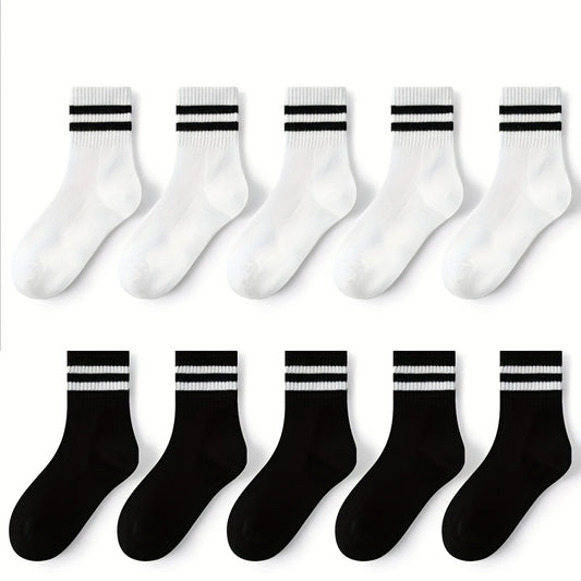 10 Pairs Boys Thin Crew Socks Spring Summer Autumn Casual Striped Kids Socks