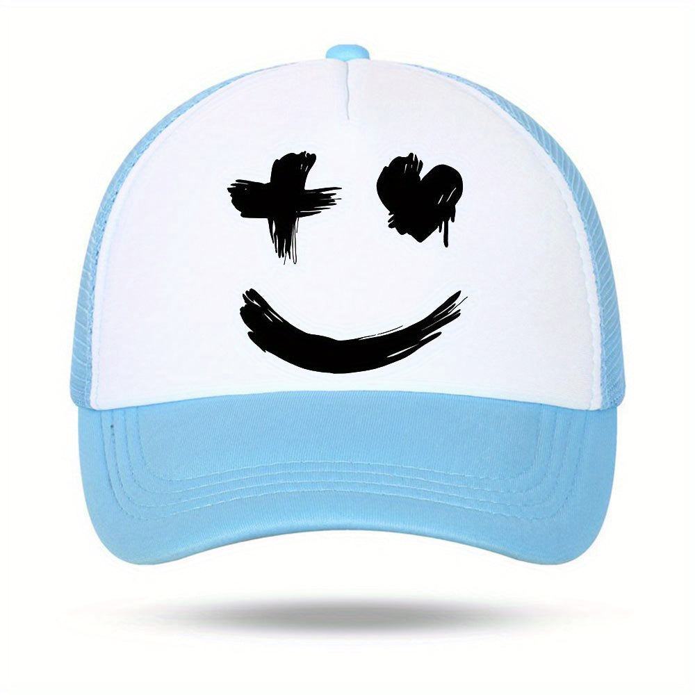 Unisex Expression Print Men's Outdoor Sun Hat Casual Net Trucker Hat
