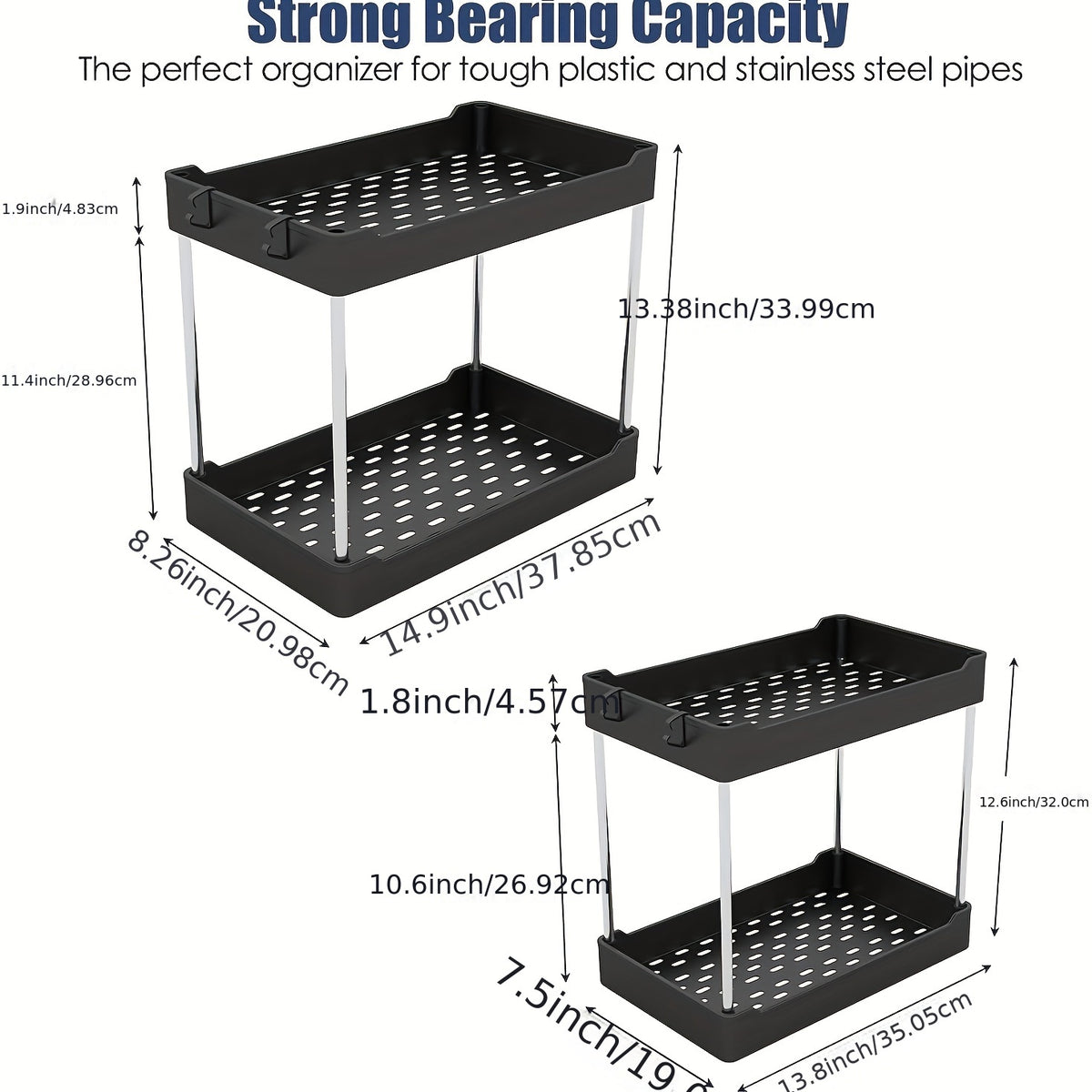 2 Tier Under Sink Organizer Bathroom Cleaning Supplies Cabinet Storage