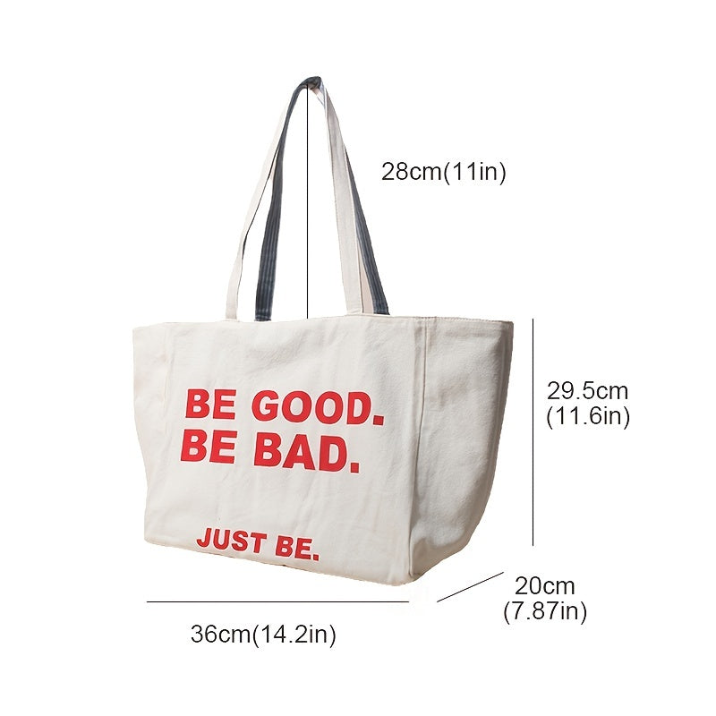 Letter Print Shoulder Bag Canvas Large Capacity Organizer