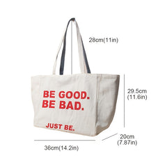 Letter Print Shoulder Bag Canvas Large Capacity Organizer