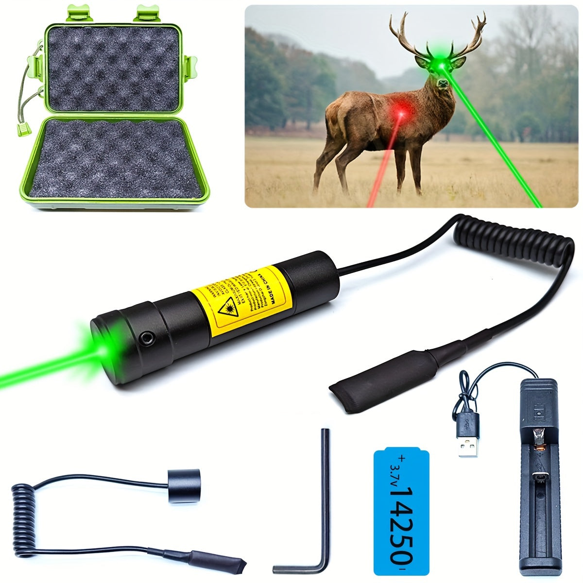 Rechargeable Green Laser Flashlight Multifunctional
