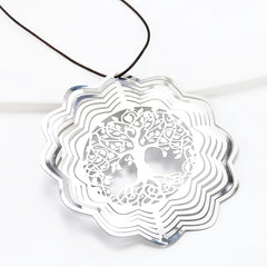 Tree of Life Rotating Wind Chime Pendant with Sunflower Laser Cut
