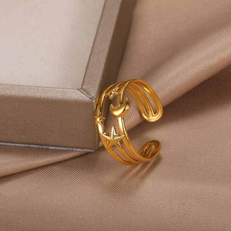 Stainless Steel Open Adjustable Ring Women's Irregular Ring