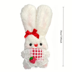 3pcs Rabbit Squeaking Plush Keychain Backpack Decor Dolls