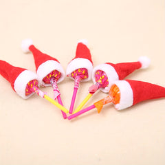 10pcs Christmas Lollipop Hat Non-woven Mini Christmas Hat Decorations