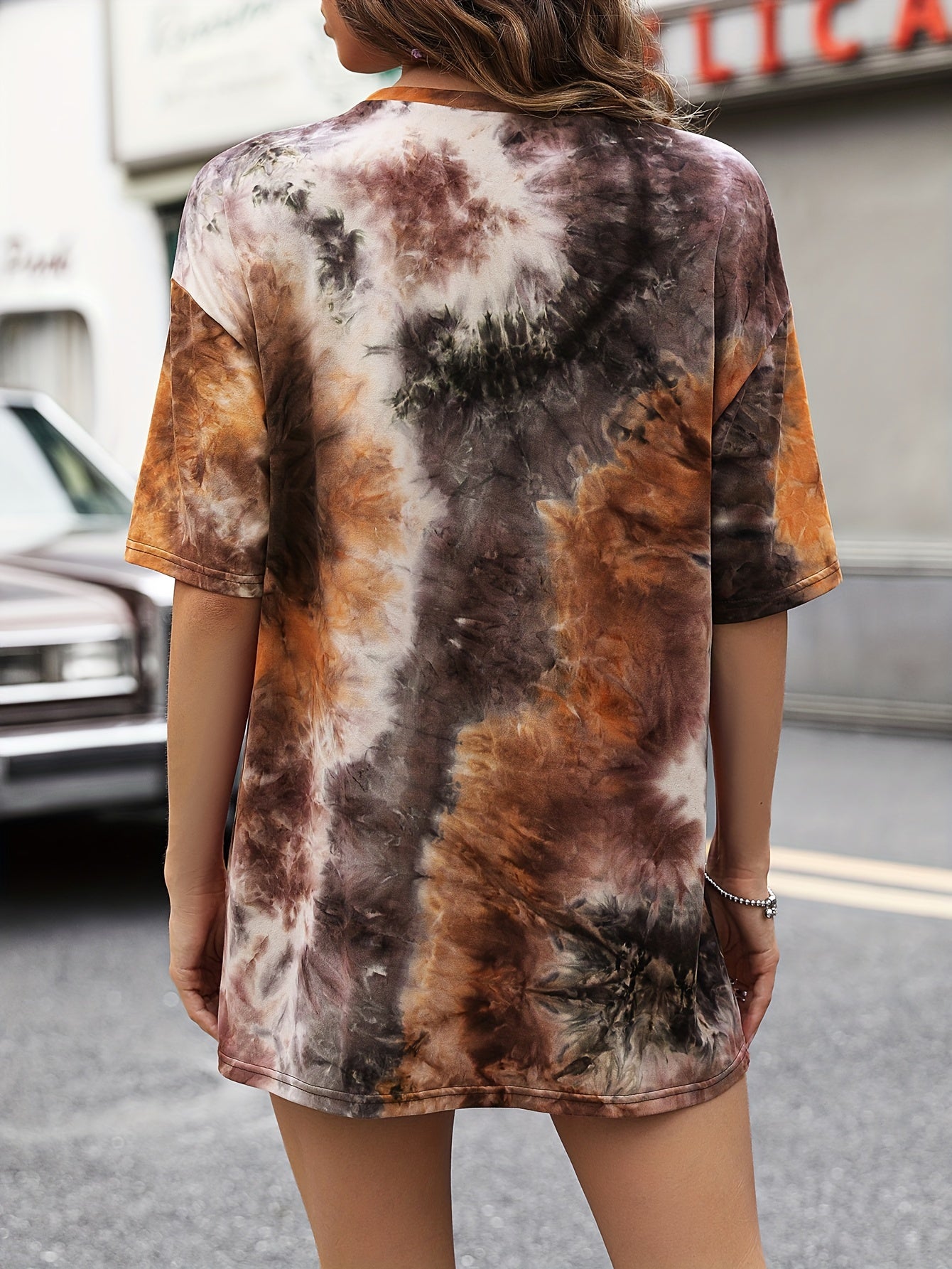 Casual Tie Dye 2pc Set T-shirt & Shorts Women's Outfits