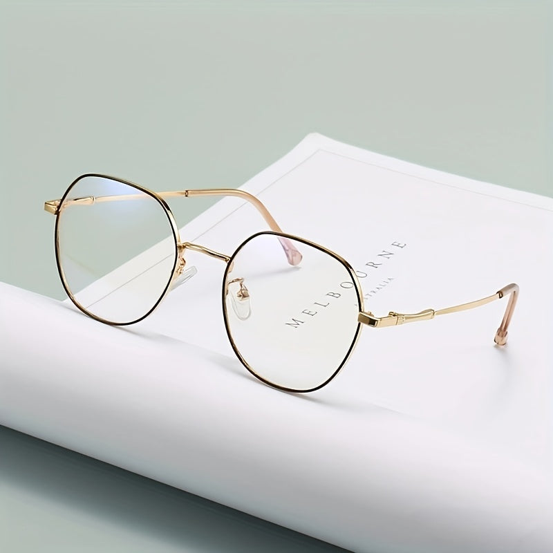 Metal Oval Clear Lens Anti Eyestrain Glasses