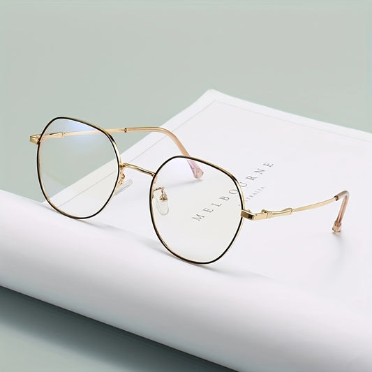 Metal Oval Clear Lens Anti Eyestrain Glasses