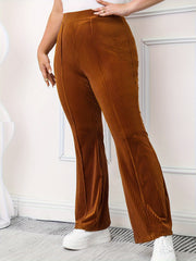  Velvet Ribbed High Rise Flared Leg Trousers
