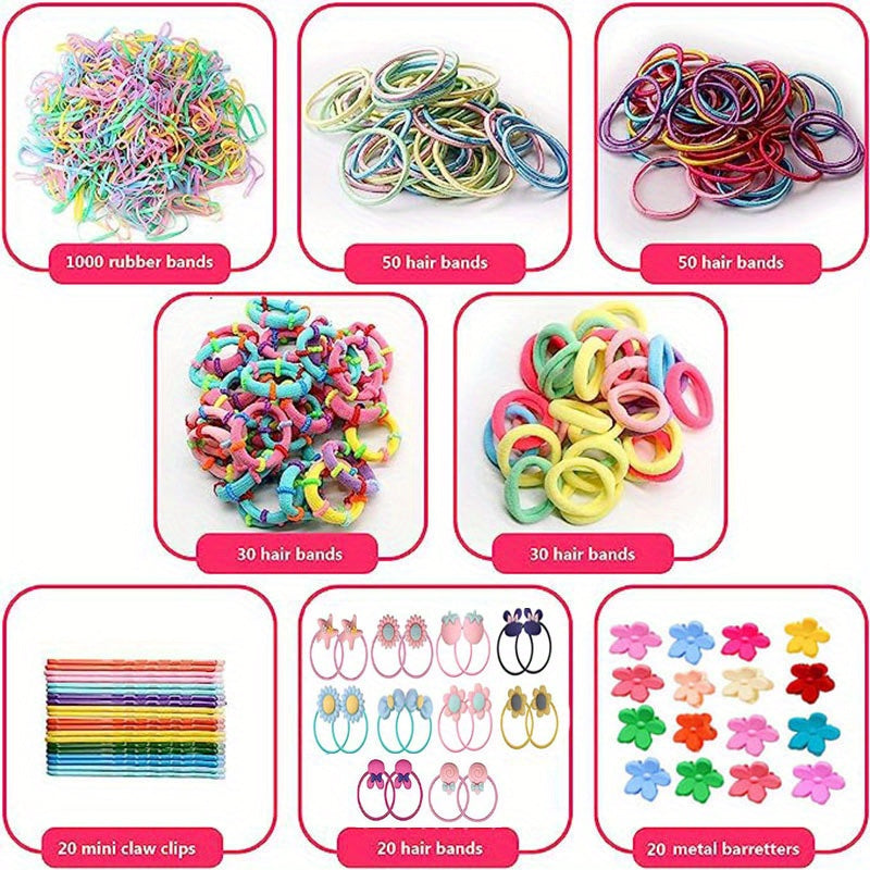 1220Pcs Hair Clips Barrettes Set Headdress Flower Hair Clip Elastic Hair Ties