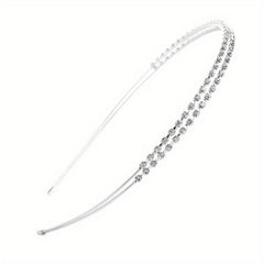 Rhinestone Double Row Hair Hoop Headwear Faux Pearl Headband