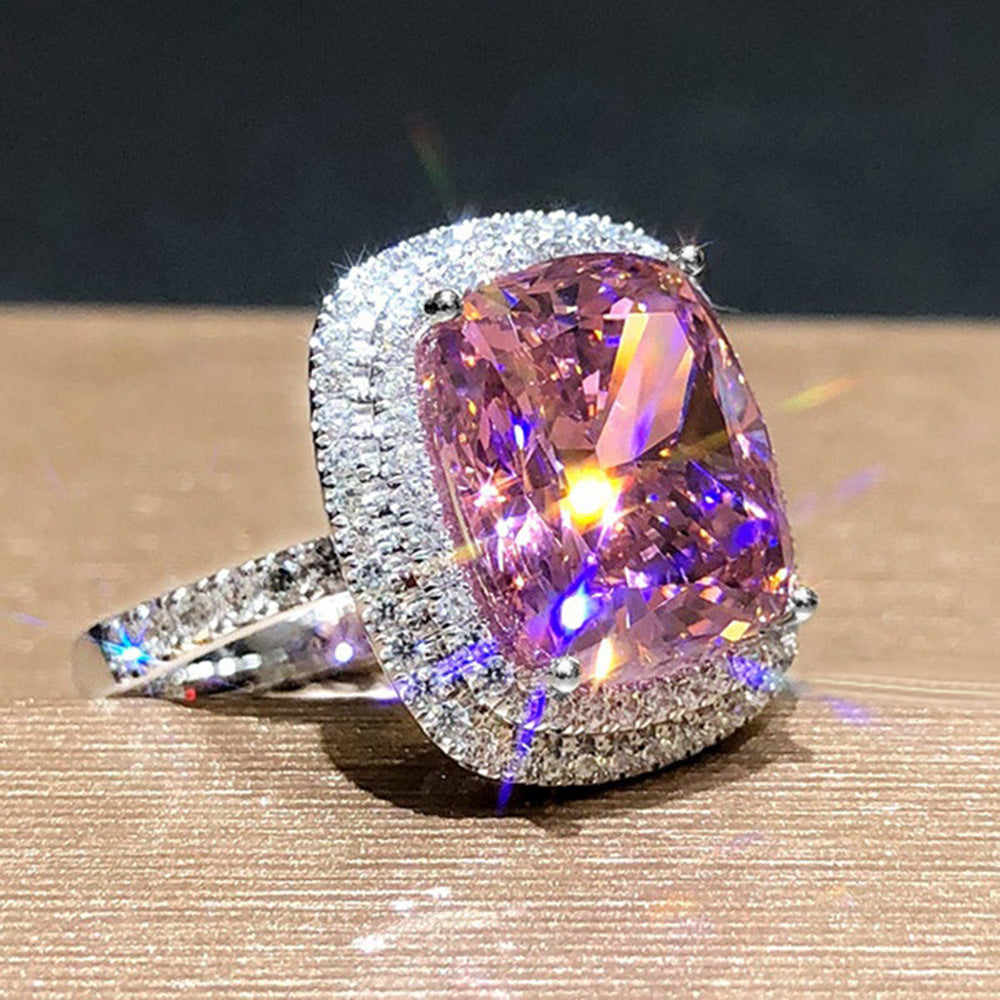 Pink Zirconia Wedding Bridal Party Women Rings Gift