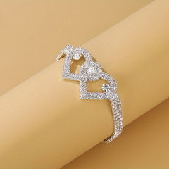 Rhinestone Double Hollow Love Heart Moon Star Anklet