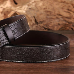 Embossed PU Leather Retro Western Cowboy Belt
