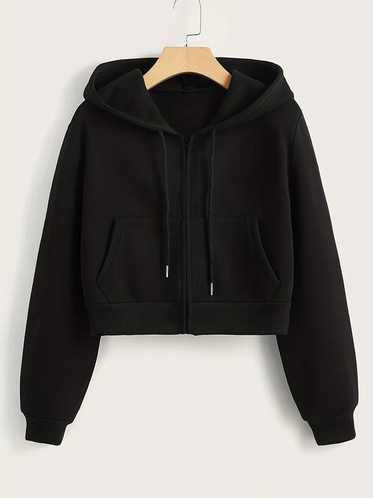 Women's Zip Up Crop Hoodie with Pocket