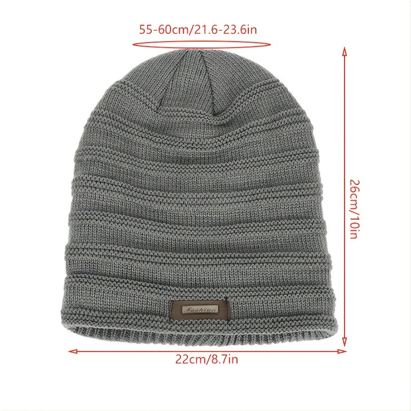 Men's Winter Warm Fleece Knit Hat Outdoor Pullover Cap