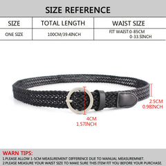 Women's Braided Belt Round Buckle Student Female Silver Buckle