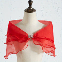 Solid Thin Gauze Wrap Rhinestone Bowknot Shawl For Wedding Bridal