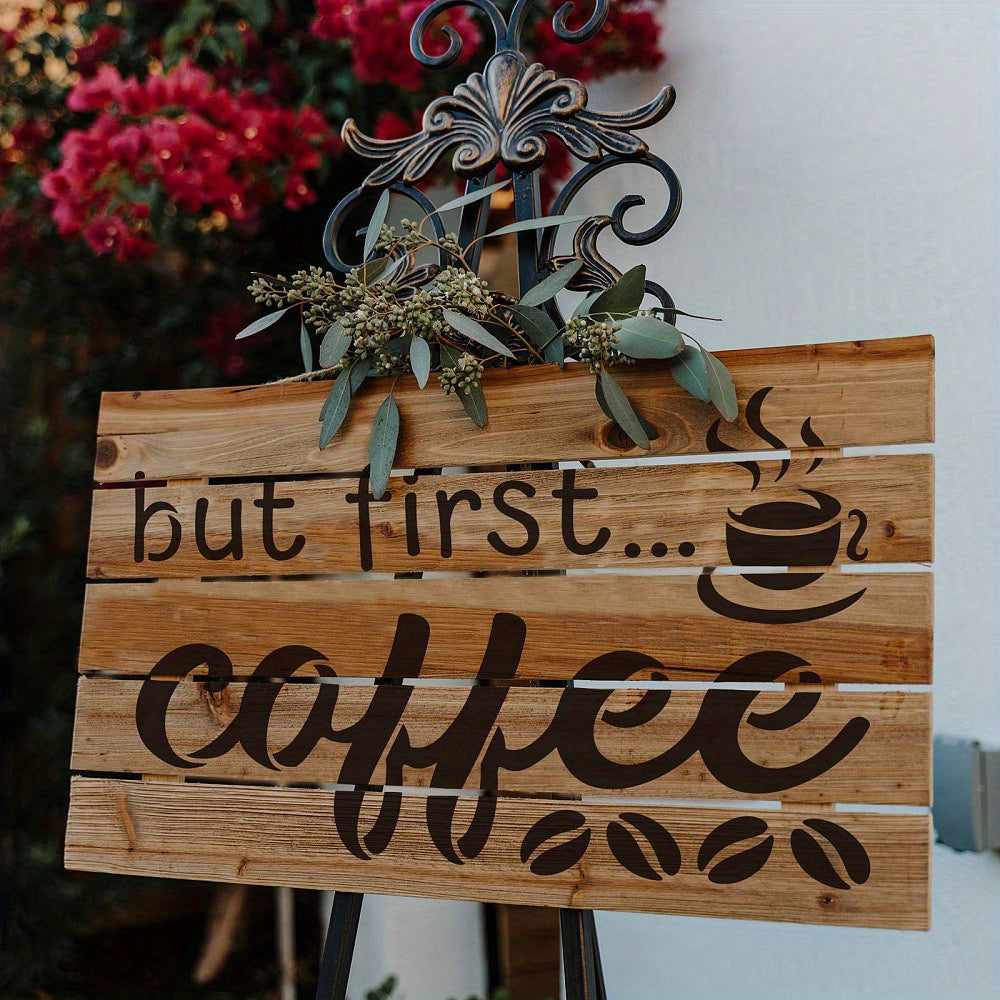 AHANDMAKER Reusable Coffee Stencil Kit with Beans for DIY Crafts