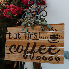 AHANDMAKER Reusable Coffee Stencil Kit with Beans for DIY Crafts