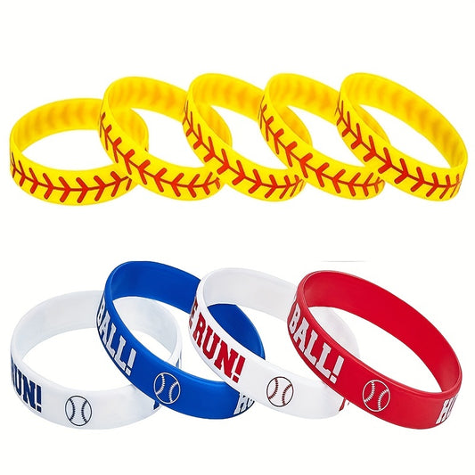 Softball Pattern Silicone Bracelet for Sports Fans & Players