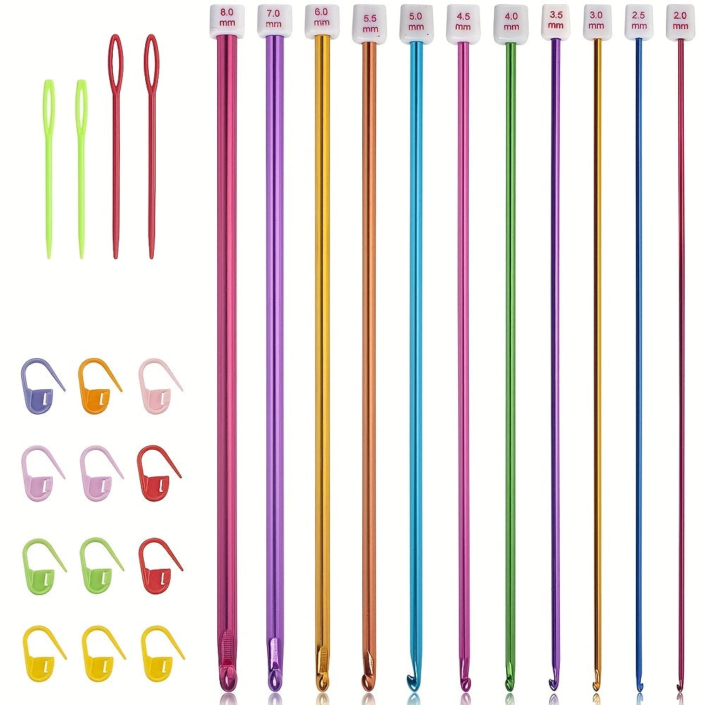Aluminum Crochet Hooks Set 11pcs 2-8mm + Accessories