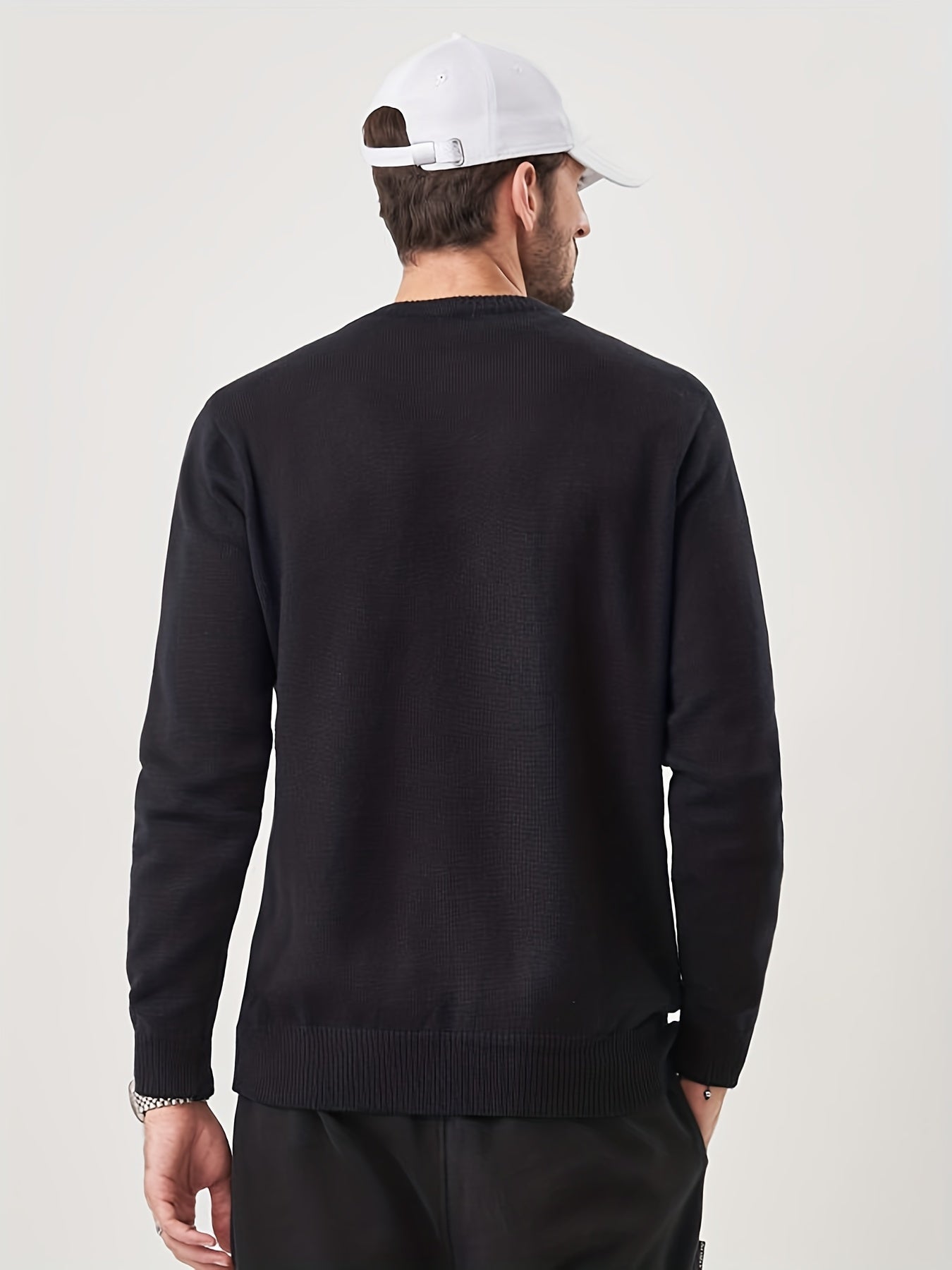 Men's Casual Knitted Crew Neck Pullover Sweater for Fall Winter