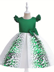 Girls Polka Dot Princess Dress Gown With Bag for Party Performance