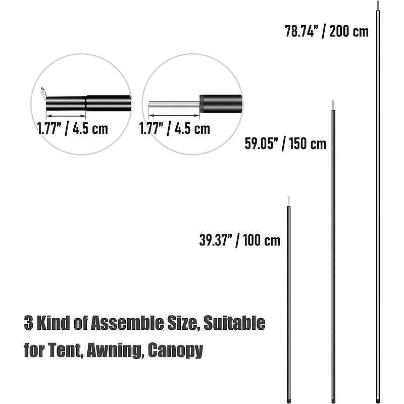Adjustable Steel Poles Rods for Camping Tarps Shelter