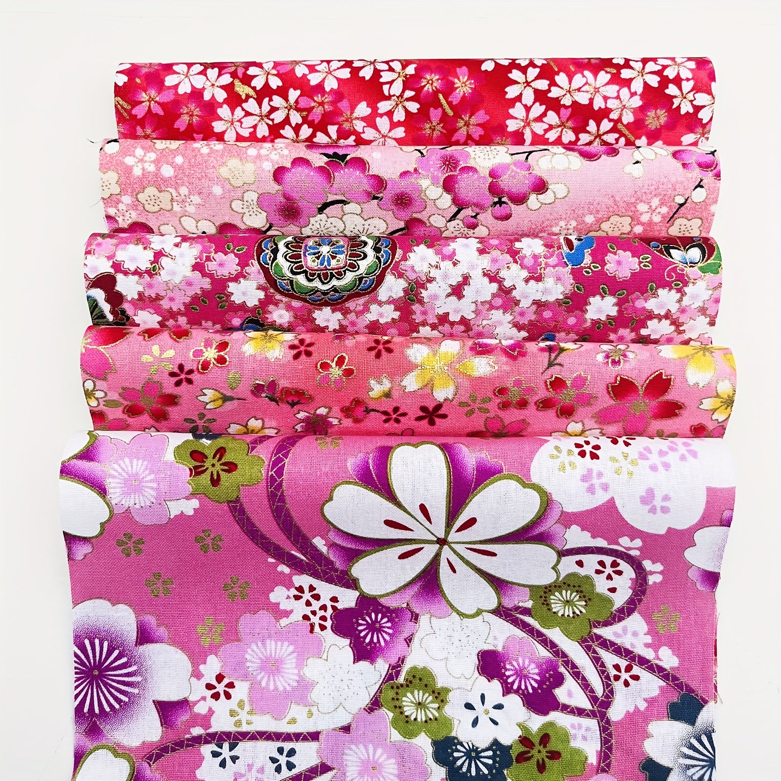 5pcs Japanese Print Cotton Quilting Fabric Bundle DIY Sewing Cloth Accessories