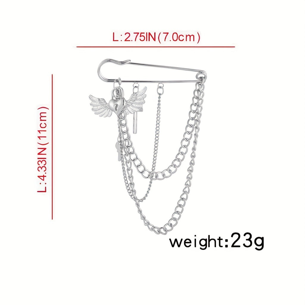Metal Chain Pin Ins Tide Brooch Hip Hop Decoration Unisex