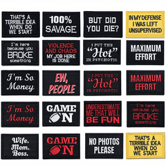 20pcs Letter Badge Cartoon Stickers For Men Computer Embroidered Chapter Patch