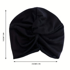 Knotted Pleated Head Wrap Solid Beanies Turban Women's Elastic Chemo Hat